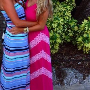 Hot pink cotton maxi with lace details